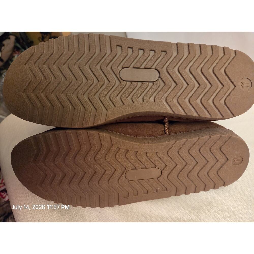Brown Suede Faux Fur Lined Mid-Calf Button Boots Round Toe Rubber Sole 11 - Picture 3 of 3